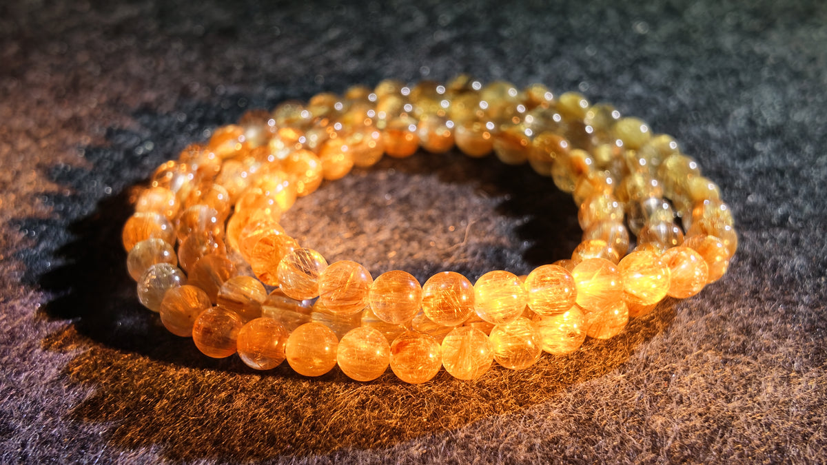 钛晶多圈手串丨Multi-Wrap Titanium Rutilated Quartz Bracelet