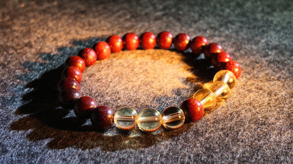 红檀木 × 黄水晶五行定制手串丨Red Sandalwood & Citrine Five Elements Custom Bracelet