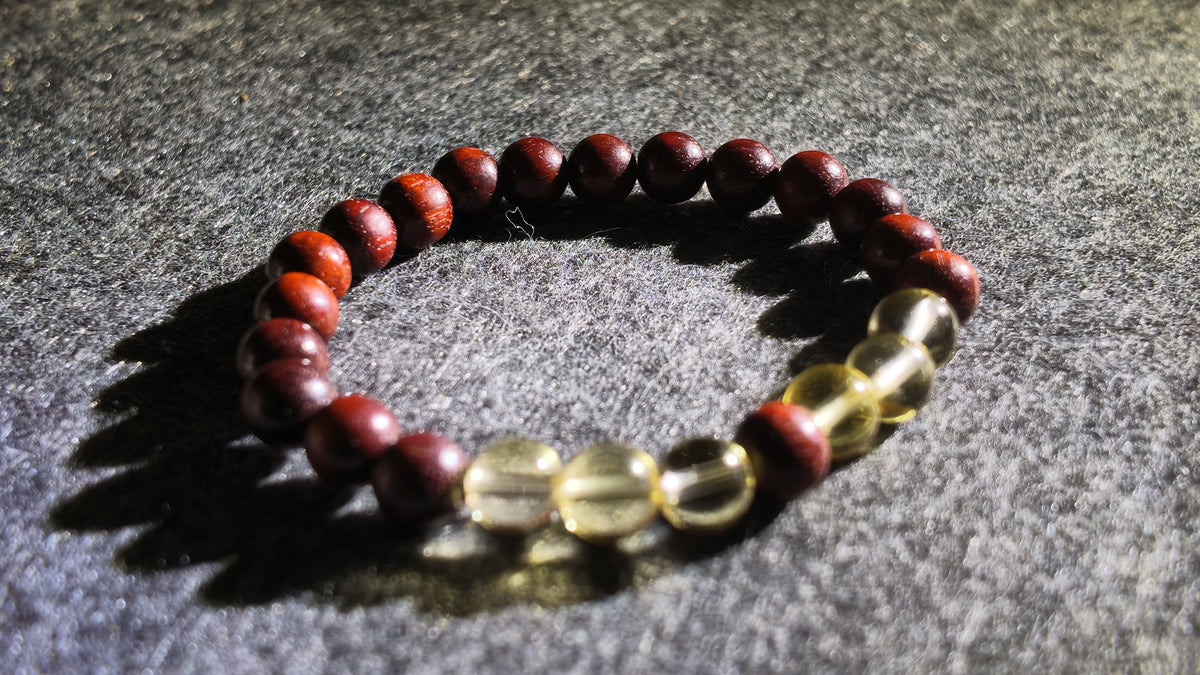 红檀木 × 黄水晶五行定制手串丨Red Sandalwood & Citrine Five Elements Custom Bracelet