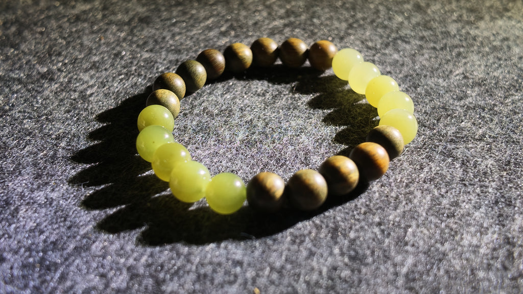 和田玉 × 绿檀五行定制手串丨Hetian Jade & Green Sandalwood Five Elements Custom Bracelet