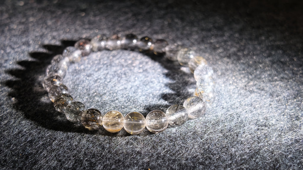 黑发晶 × 金发晶五行定制手串丨Black & Golden Rutilated Quartz Five Elements Custom Bracelet