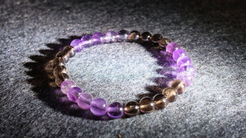 茶晶 × 紫超七五行定制手串丨Smoky Quartz & Purple Super Seven Five Elements Custom Bracelet