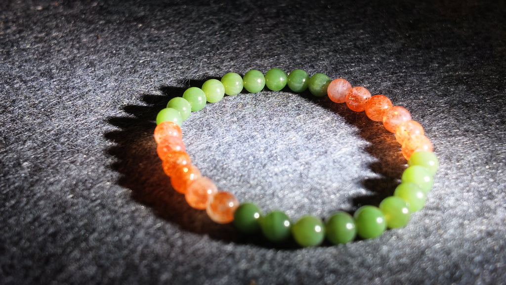 金太阳 × 和田玉五行定制手串丨Golden Sunstone & Hetian Jade Five Elements Custom Bracelet
