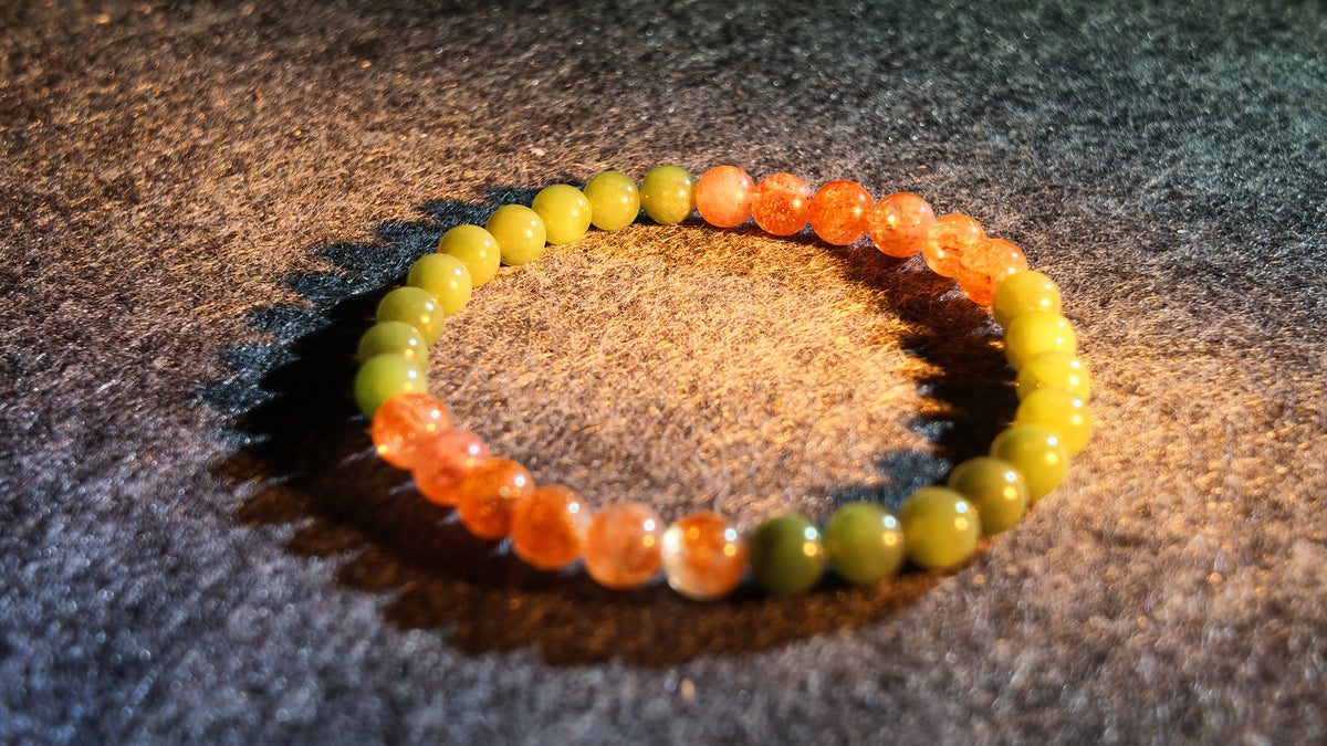 金太阳 × 和田玉五行定制手串丨Golden Sunstone & Hetian Jade Five Elements Custom Bracelet
