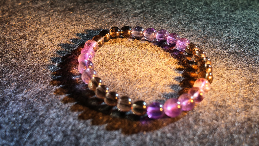 茶晶 × 紫超七五行定制手串丨Smoky Quartz & Purple Super Seven Five Elements Custom Bracelet